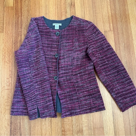 Pendleton Nancy Pink Magenta Gray Tweed Reversible Jacket Size Small  Petite - Picture 3 of 11